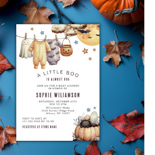 Cute Halloween Little Due Clothesline Baby Shower  Invitation