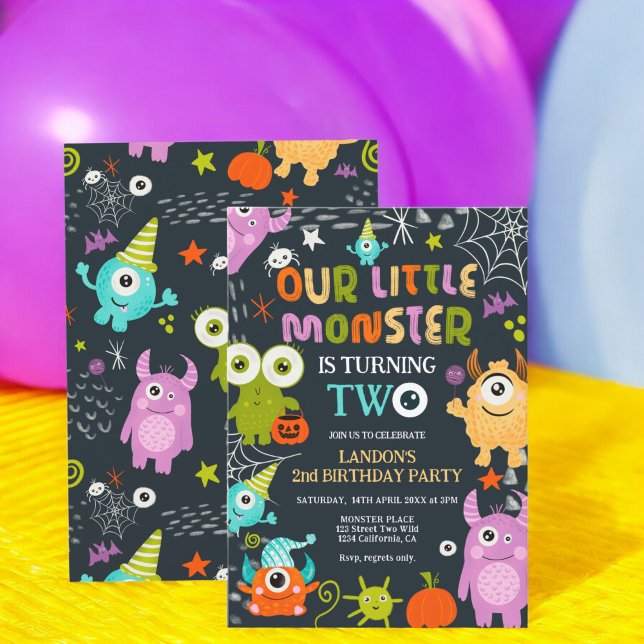 Cute Halloween little monster is turning two Invitation (Cute Halloween little monster is turning two Invitation)