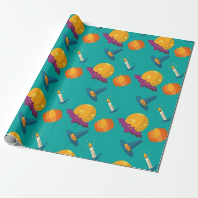 Cute Halloween Magic Charms Gift Wrapping Paper (Unrolled)