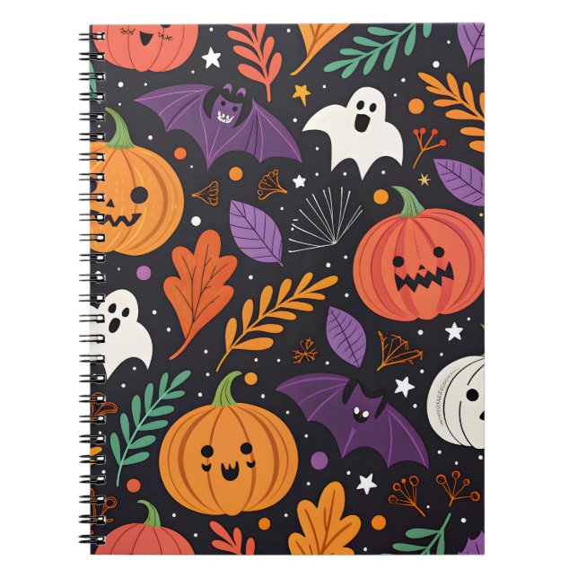 Cute Halloween Magic Pattern Notebook (Front)