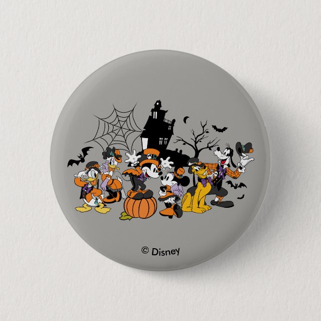 Cute Halloween Mickey and Friends 2 Inch Round Button (Front)