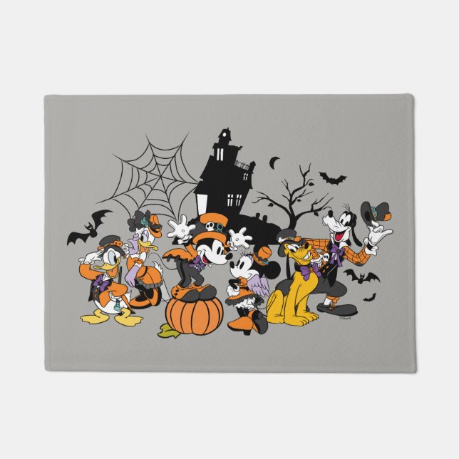 Cute Halloween Mickey and Friends Doormat (Front)