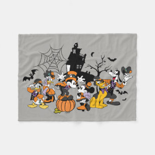 Cute Halloween Mickey and Friends Fleece Blanket