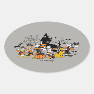 Cute Halloween Mickey and Friends Oval Sticker