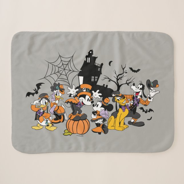 Cute Halloween Mickey and Friends Sherpa Blanket (Front (Horizontal))