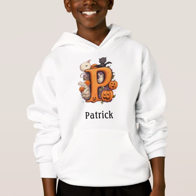 Cute Halloween Monogram Letter P Hoodie (Front)