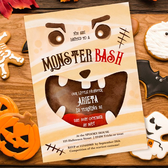 Cute Halloween monster bash 2nd birthday Invitation (Cute Halloween monster bash 2nd birthday Invitation)