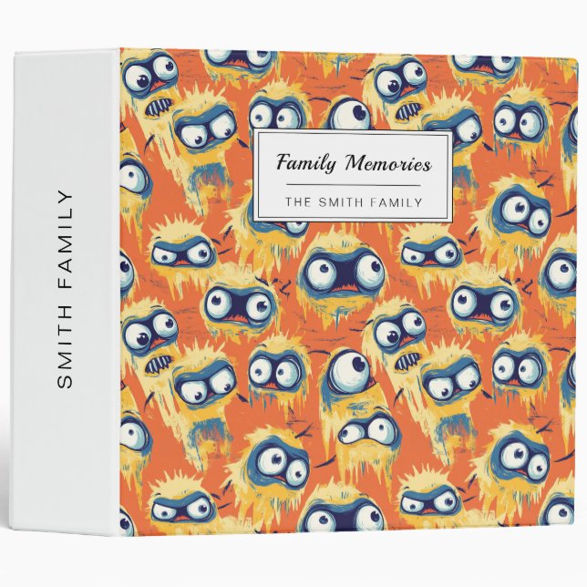Cute Halloween Monster Yellow Orange Binder (Front/Spine)