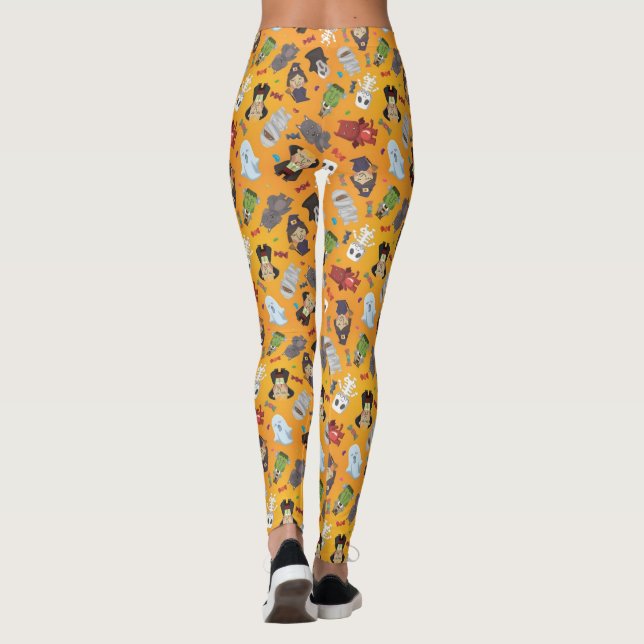 Cute Halloween Monsters Pattern Leggings (Back)