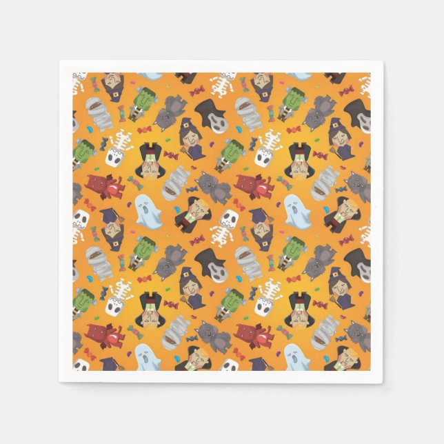 Cute Halloween Monsters Pattern Napkin (Front)