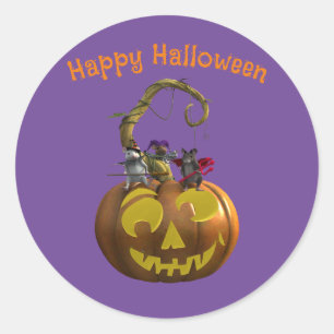 Cute Halloween Mouse Trio Classic Round Sticker