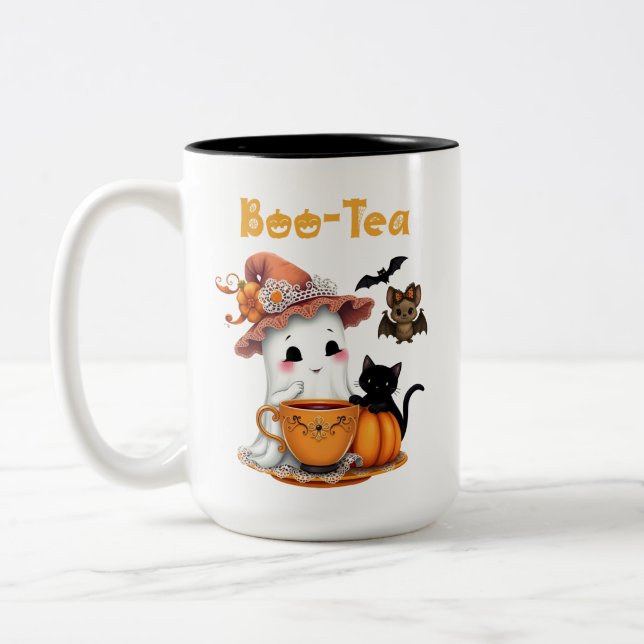 Cute Halloween Mug Boo-Tea Ghost Bat Cat (Left)