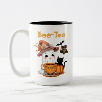 Cute Halloween Mug Boo-Thé Ghost Bat Chat