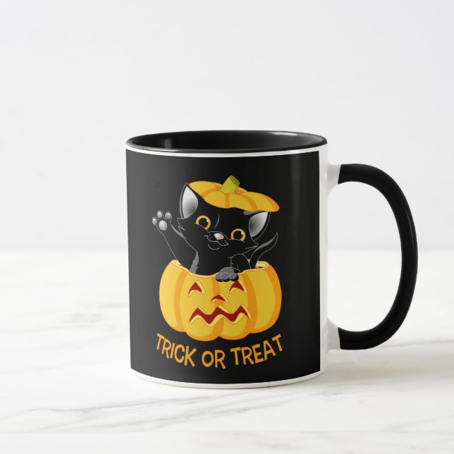 Cute Halloween mug Personalized black cat (Right)
