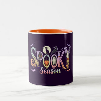 Cute Halloween Mugs, Spooky Season Halloween  Two-Tone Coffee Mug