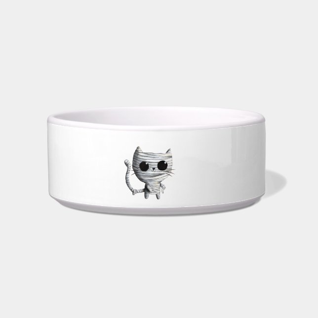 Cute Halloween Mummy Cat Bowl (Left)