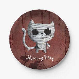 Cute Halloween Mummy Cat Paper Plate