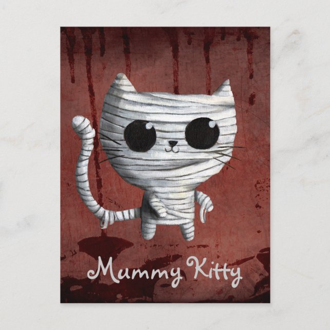 Cute Halloween Mummy Cat Postcard (Front)