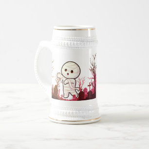 Cute Halloween Mummy in Spooky Graveyard – Funny & Beer Stein