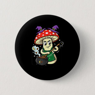 Cute halloween mushroom witch hat cauldron magic 2 inch round button