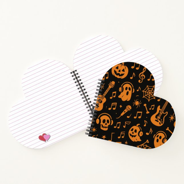 cute Halloween music heart notebook (Inside)