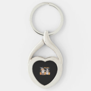 Cute Halloween Nurse Cat and Dog with Pumpkins Cla Keychain