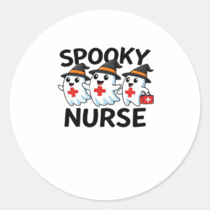 Cute Halloween Nurse Ghosts Cartoon Classic T-Shir Classic Round Sticker