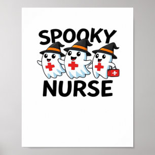Cute Halloween Nurse Ghosts Cartoon Classic T-Shir Poster
