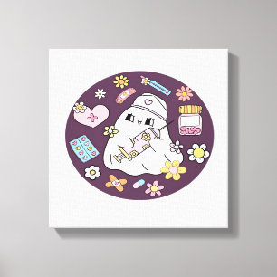 Cute Halloween Nurse Oversized T-Shirt Canvas Print
