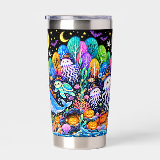 Cute Halloween Ocean Sea Animals Tumbler, Kawaii Insulated Tumbler