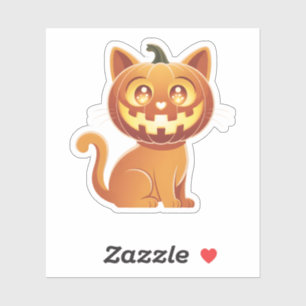 Cute Halloween Orange Cat Jack-O-Lantern Pumpkin 