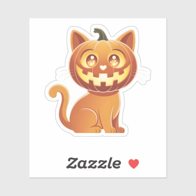 Cute Halloween Orange Cat Jack-O-Lantern Pumpkin  (Sheet)