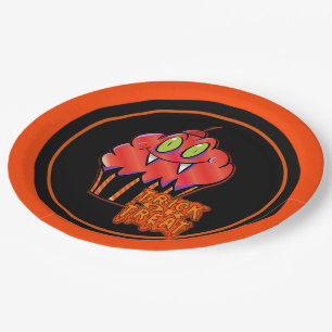 Cute Halloween Orange Vampire Cupcake Paper Plates