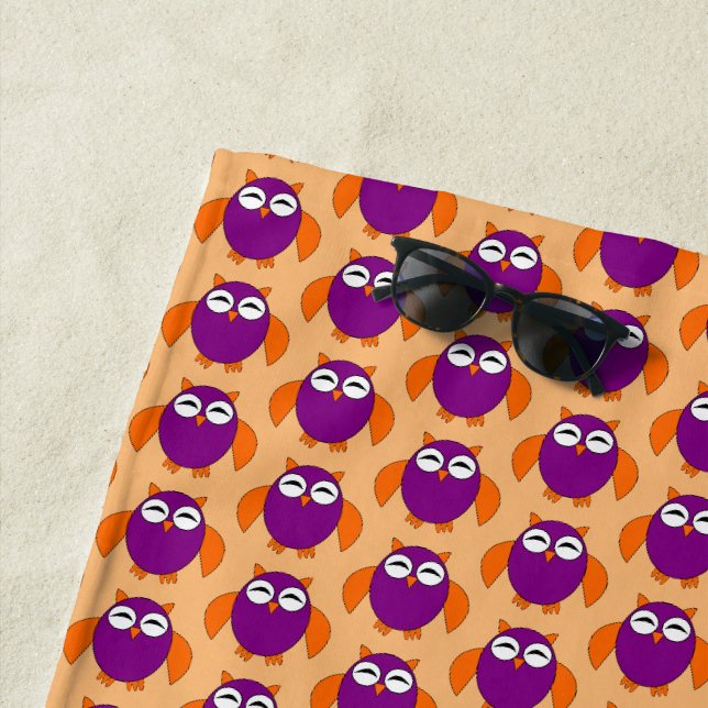 Cute Halloween Owl Beach Towel (In Situ)