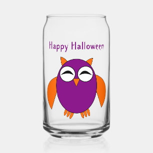 Cute Halloween Owl Custom Can Glass