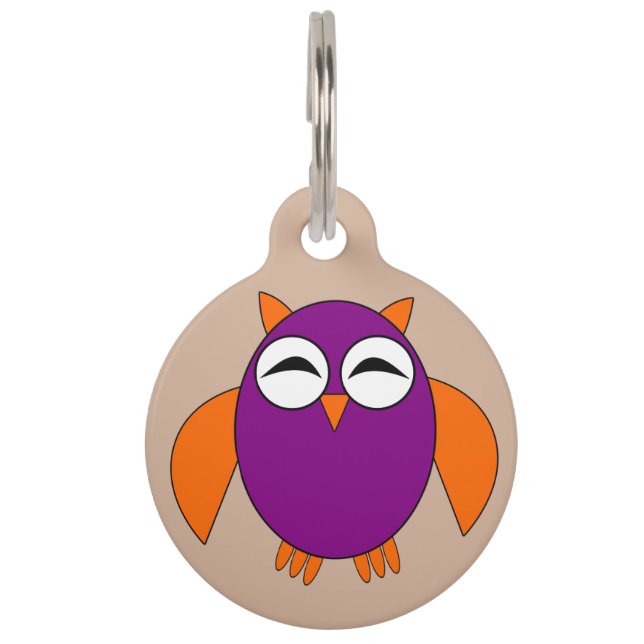 Cute Halloween Owl Custom Dog Tag (Front)