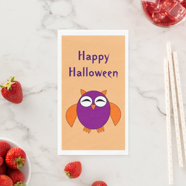 Cute Halloween Owl Custom Napkin (Insitu)
