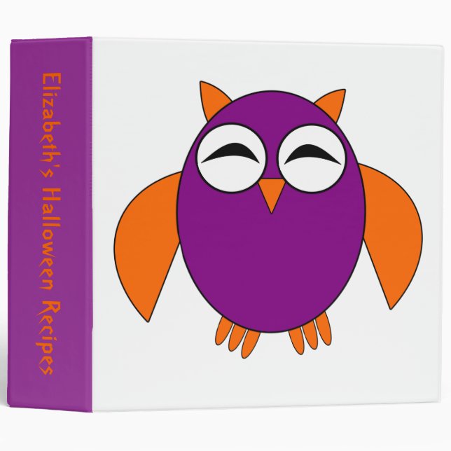 Cute Halloween Owl Custom Recipe Binder (Front/Spine)
