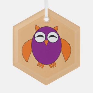Cute Halloween Owl Glass Ornament