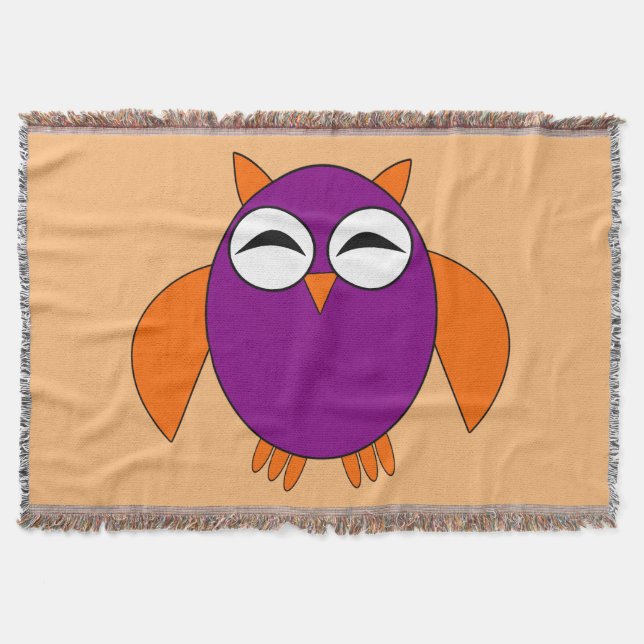 Cute Halloween Owl Throw Blanket (Front)
