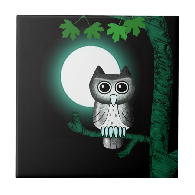 Cute Halloween Owl Tile (Front)