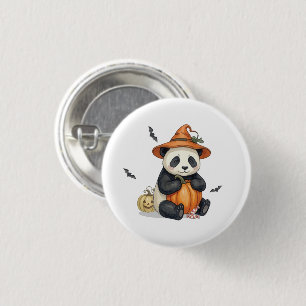 Cute Halloween Panda Pumpkin Button