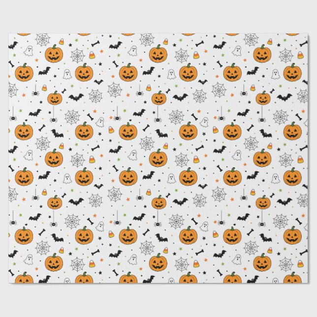 Cute Halloween Paper Pattern Wrapping Paper (Flat)