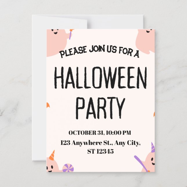 Cute Halloween Party Invitation (Recto)