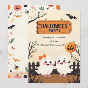 Cute Halloween Party Invitation – Friendly Ghosts