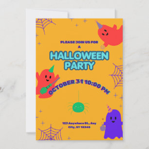 Cute Halloween Party Invitation Template Printab