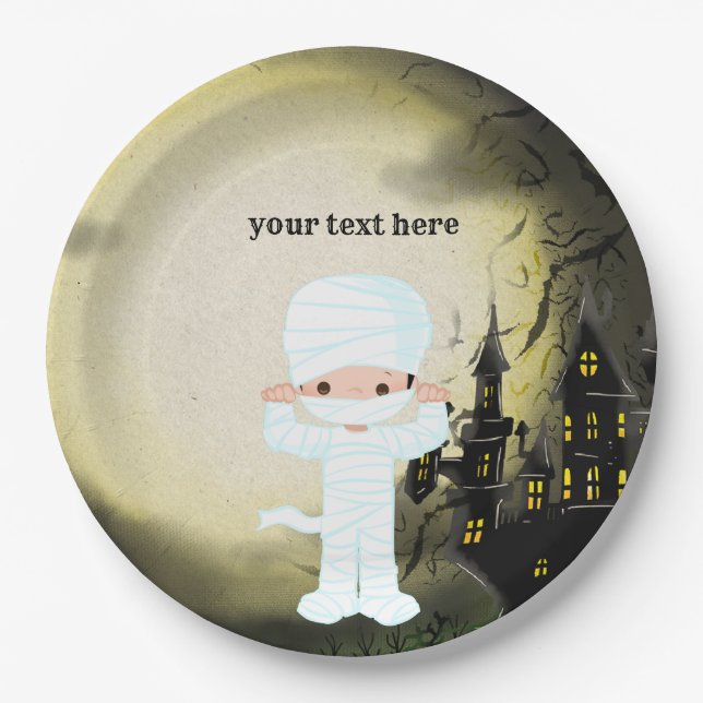 Cute Halloween party Mummy Paper Plate (Front)