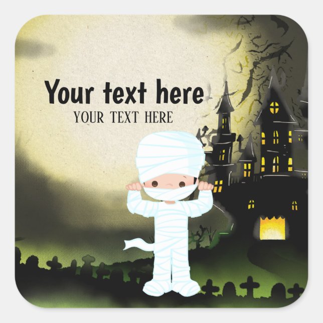 Cute Halloween party Mummy Square Sticker (Front)