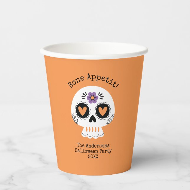 Cute Halloween Party Sugar Skull Paper Cups (Front)