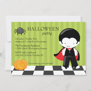 Cute Halloween party vampire and spider invitation